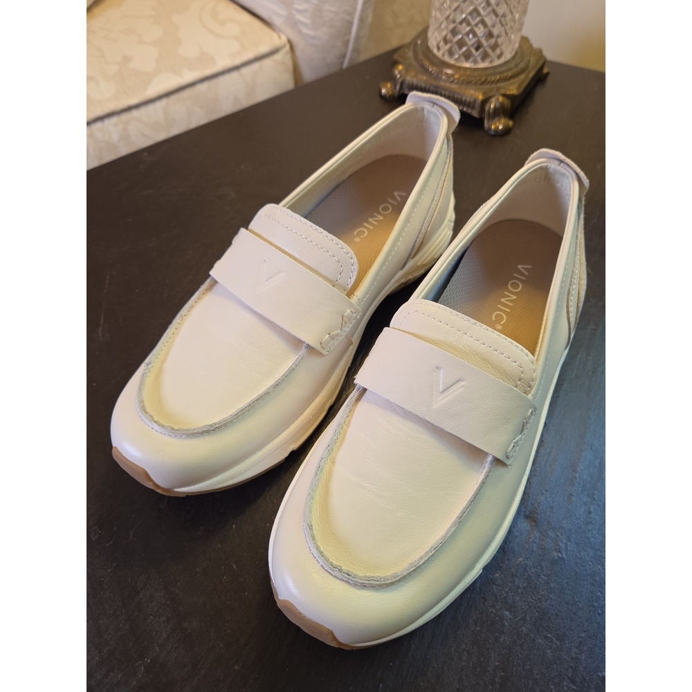 Vionic Women's Walk Roam Loafers Orthopedic Cream Leather Size 7.5 NEW! $160 - Picture 2 of 10